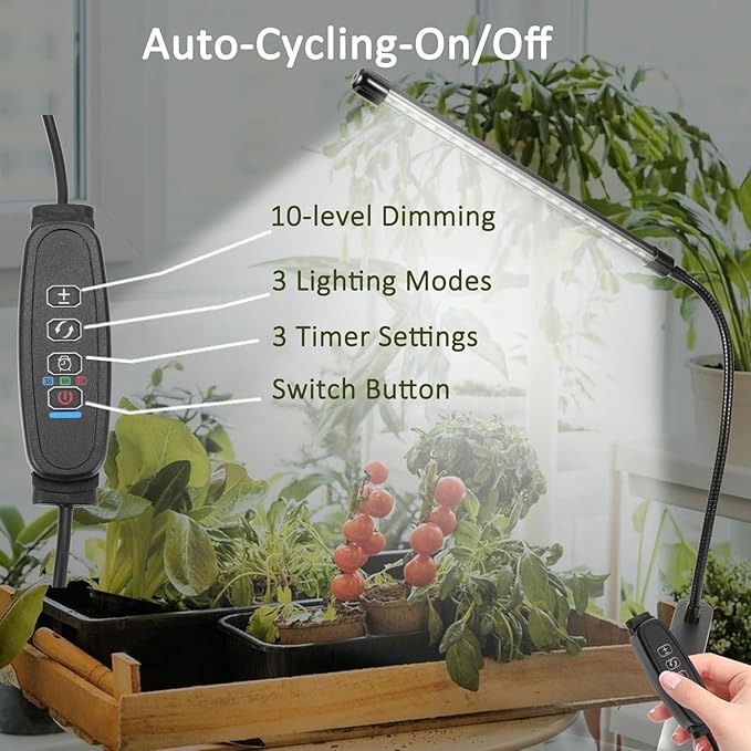 Clip On Grow Light for Indoor Plants,Full Spectrum Led Plant Grow Lights with Auto-Timer, Plant Growing Lamp for Seed Starting,Houseplants, Bonsai, Pot Plant,2 Lamps(2pack)