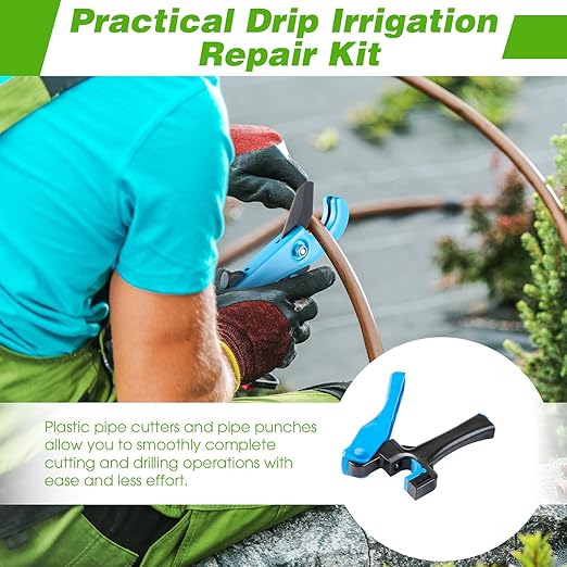 Feekoon Drip Irrigation Tubing Cutter Hole Punch Tool, Irrigation Sprinkler Hose Cutter, 2 in 1 Combination Drip Punch Tool for Garden PE Pipe 16 20mm(Blue)