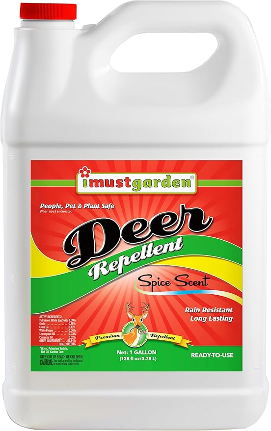 I Must Garden Deer Repellent: Spice Scent Deer Spray for Gardens & Plants – Natural Ingredients – 1 Gallon Ready to Use Refill