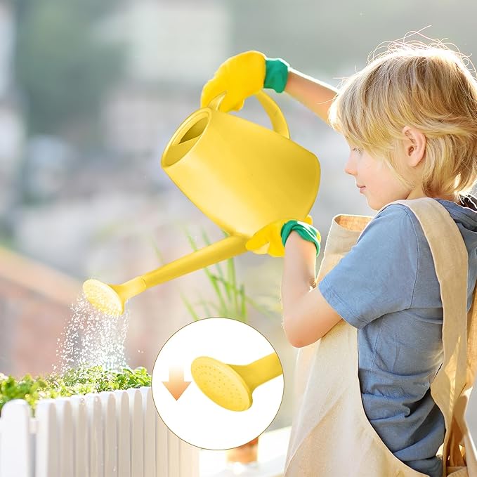 Plastic Watering Can - for Home Plant Garden - 1/2 Gallon - Yellow