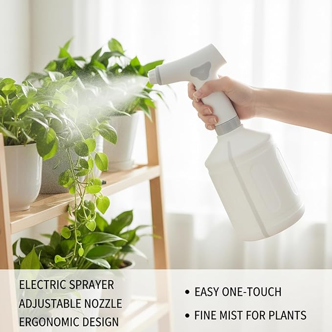 Electric Spray Bottle, 1L Smart Automatic Spray Bottle with 2 Misting Modes & Long Battery Life, Rechargeable Handheld Sprayer for Plants, Home, and Garden