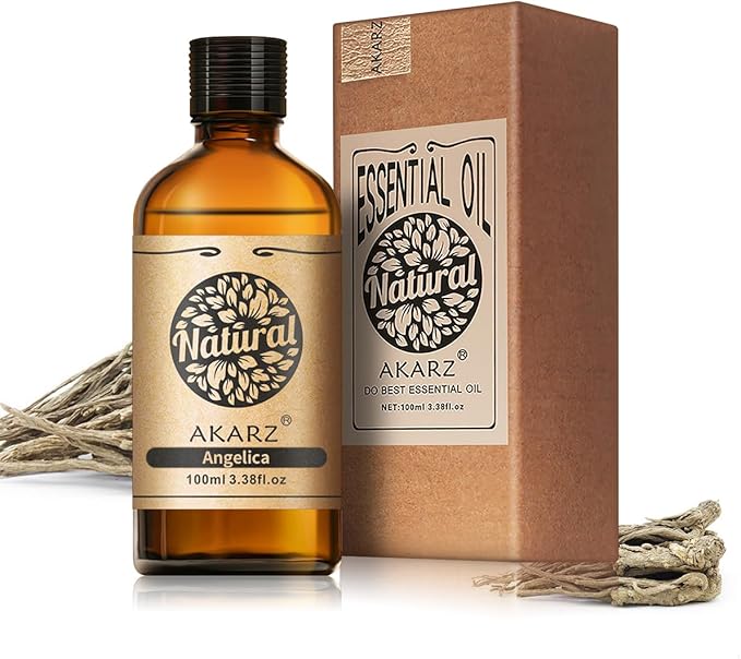 AKARZ 100ml Angelica Essential Oil Natural Angelica Oil Pure for Candle Making,DIY Skincare Products Massage,Home Spa Relaxation