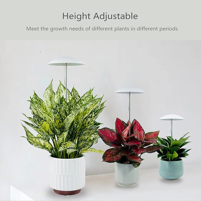 LED Grow Lights for Indoor Plants, Sun Mode Auto Dimming, USB Small Full Spectrum Plant Lights, Height Adjustable, Ideal for Home Decoration, 2 Pack, White