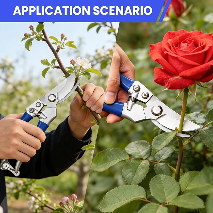 Garvee 2 Pack Pruning Shears for Gardening, Trimming Scissors Set Garden Shears Branch Cutter Garden Bypass Lopper and Tree Trimmer Tree Pruner Garden Shears for Gardening