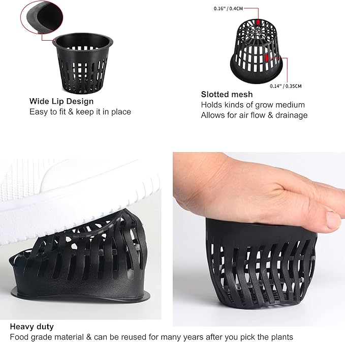 ORIMERC 2 inch Net Pots for Hydroponics Plants, 100 Pack Net Cups with Watering Rope & Plant Labels, for Hydroponic Supplies Aquaponics Vegetable Garden Growing Baskets Nursery Slotted Mesh tower Pots