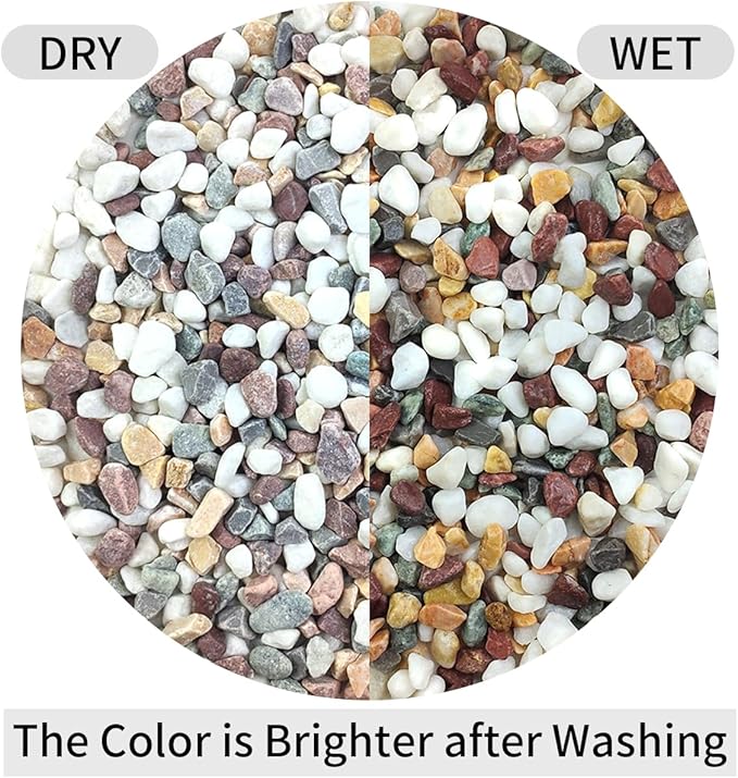 FANTIAN 5 lbs Natural Mixed Color Gravel Pebbles, 3/8 Inch Decorative Succulent Rocks Pebbles for Plants, Stones for Vase, Landscaping and Outdoor Garden Decorative River Rock