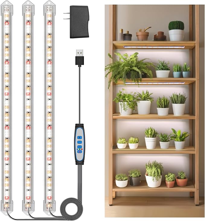 Kullsinss LED Grow Light Strip, 180 LEDs Grow Lights for Indoor Plants Full Spectrum 3000K/6000K/660nm Sunlike Plant Light for Indoor Growing with 3 Spectrum Modes, 16 Inches