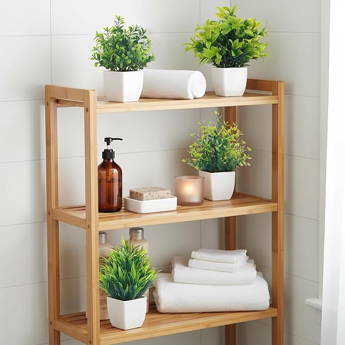 CEWOR Fake Plants 4 Packs Small Artificial Mini Plants Potted Bathroom Accessories Decorations for Desk Office Farmhouse Kitchen Table Decor Indoor