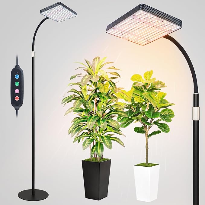 FRGROW 2026 Full Spectrum Floor Lamp Grow Light, 25 Watt Bright Grow Lights for Indoor Tall Plants, Bonsai Tree, Auto on/Off Daily Timer (4/8/12/16/20H), Adjustable Stand 24"-78"