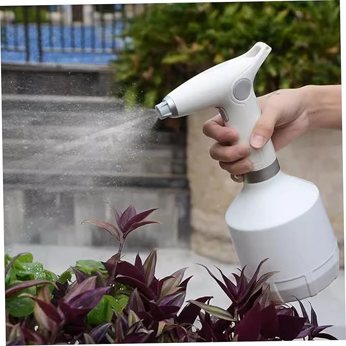 Electric Sprayer, 1000ml Electric Spray Bottle with Adjustable Nozzle, Waterproof Water Sprayer, Rechargeable Plant Mister for Garden Indoor Outdoor, White