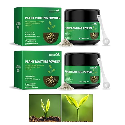 Plant Rooting Powder, Root Growth Stimulator for Cuttings, Seedling and Root Promoter Supports Stronger, Healthier Plants (2PCS)