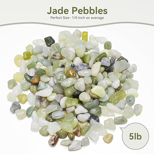 Pulovin 5LB Succulent and Cactus Pebbles, 1/5 Inch Jade Pebbles for Indoor Plants, Decorative Gravel for Vases, Bamboo, Succulent, Terrarium, Crafts, Cactus