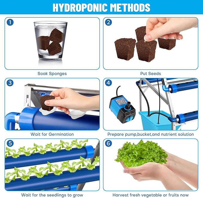 GENORTH A-Type Hydroponics Growing System Kit for Vegetables,Fruits and Herbs,with 72 Plant Sites and Food-Grade PVC-U Pipes,Suitable for Indoor and Outdoor,All