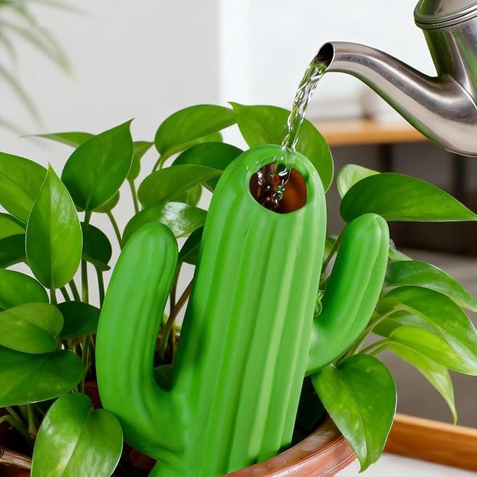 MCleanPin 4 Pack Self Watering Spikes and Globes, Handmade Terracotta Cactus Self-Watering Plant Devices with Slow Release System, Automatic Plant Water Bulbs for Indoor and Outdoor Garden Vacation