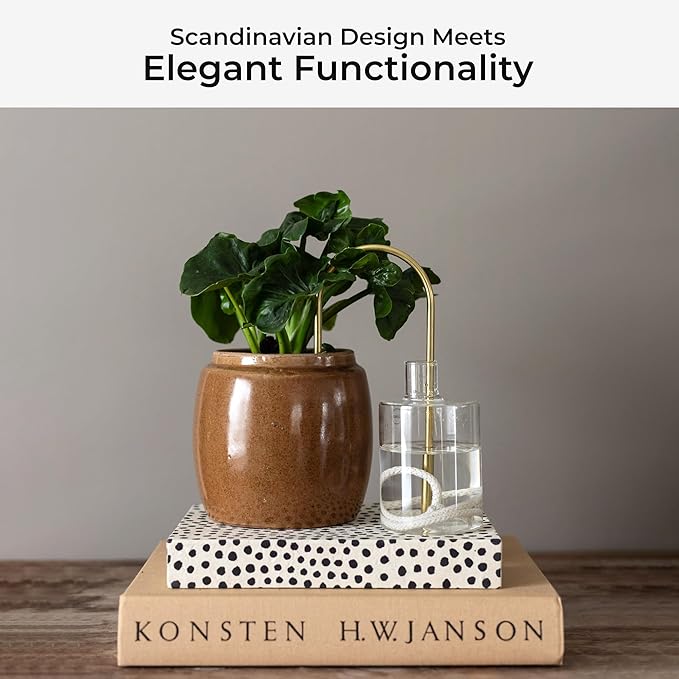 Beautiful Self-Watering Wick System for Effortless Plant Care, Automatic Drip Irrigation, Sustainable & Stylish Scandinavian Design, Ideal for House Plants (S, Black)