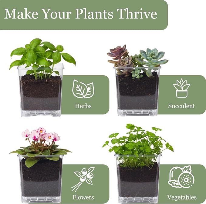 Indoor Herb Garden Kit, Herb Planter Set with Tray, Set of 3 Acrylic Garden Pots, Window Sill Plant Shelf with Drainage Holes and Labels & Marker Pen, Rosemary Plant Pots