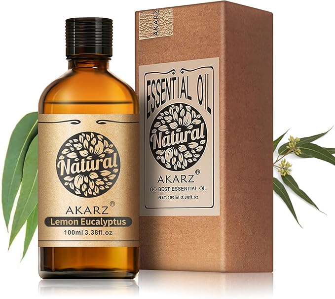 AKARZ 100ml LemonEucalyptus Essential Oil Natural LemonEucalyptus Oil Pure for Candle Making,DIY Skincare Products Massage,Home Spa Relaxation
