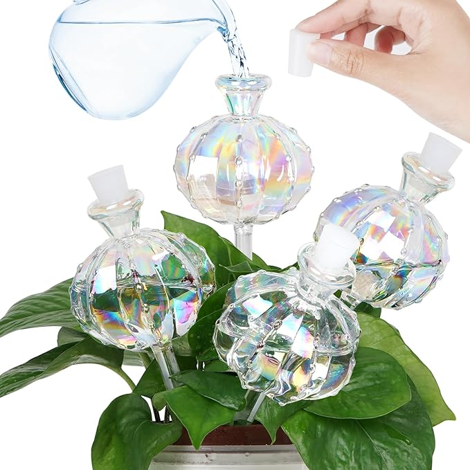 KGCCIZI Self Watering Planter Insert. Plant Watering Devices. Plant Watering Bulbs. 4-PCS Plant Watering Globes. Rainbow Colors Cactus Shape Self Watering Globes Medium Size. Plant Lover Gifts