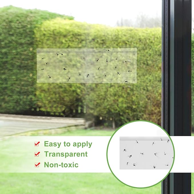 LFSYS 50 Pack Window Fly Trap, Fruit Fly Traps for Indoors, Fly Paper Sticky Strips, Fly Traps for Indoors Clear