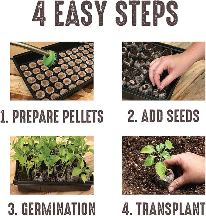 Ferry Morse Jiffy Seed Starter Tray Kit - 50 Cell, Bonus SUPERthrive, Plant Labels - 2 Pack - Peat/Plastic