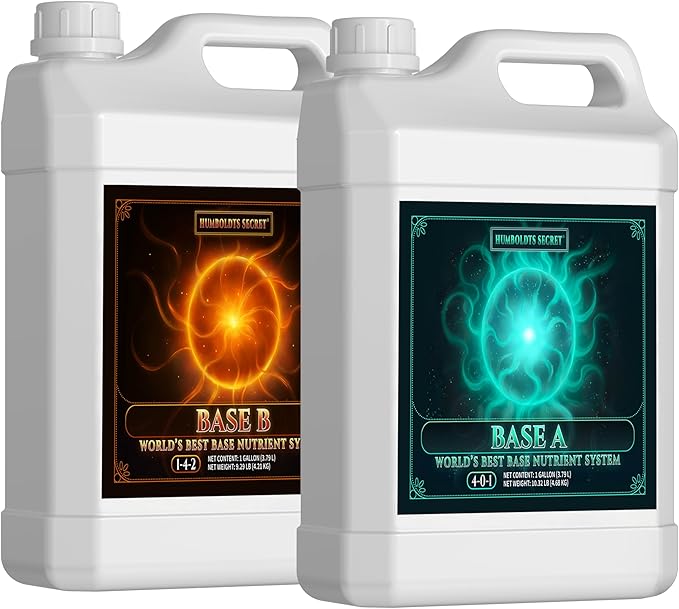 Humboldts Secret Base A & B Liquid Hydroponic Fertilizer | Complete Hydroponic Nutrients for Indoor and Outdoor Plants | Supports Healthy Vegetative Growth and Flowering Stage | 1 Gallon