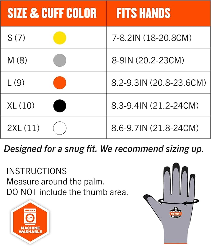 Ergodyne ProFlex 7501 Coated Waterproof Winter Work Gloves, Sandy Nitrile Coated Palms, Thermal Fleece Lining, Gray