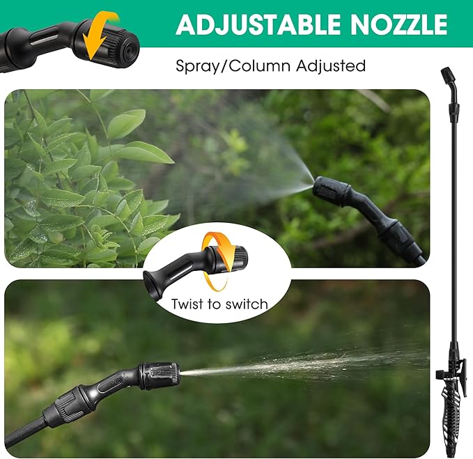 HAUSHOF 1.35 Gallon Battery Powered Garden Sprayer, Rechargeable Electric Weed Sprayer for Lawn & Indoor/Outdoor Plants, Adjustable Nozzles, Shoulder Strap