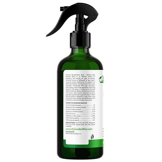 GARDENWISE Premium Microfertilizer Foliar Spray - Chelated Plant Nutrition Blend with Chelated Iron for Vegetables. Perfect for Hydroponics, Pots, and Open Soil. Ready to Use (16 OZ)