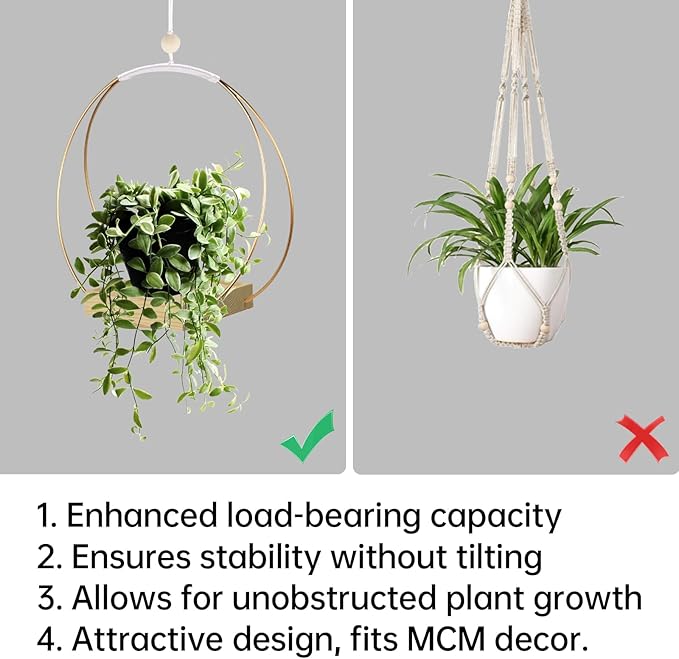 Adnkwolivt Hanging Planters for Indoor Plants - Plant Hanger Outdoor, Metal Plant Hanger Mid Century Boho Macrame, Hanging Wall Ceiling Window, Gift for Mom, Plant Lovers, Housewarming