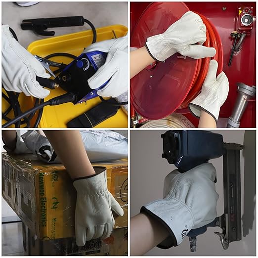 Leather Work Gloves, Gardening Gloves for Women and Men, Soft and Thin Goatskin Garden Gloves for Outdoor Yard Garden, S