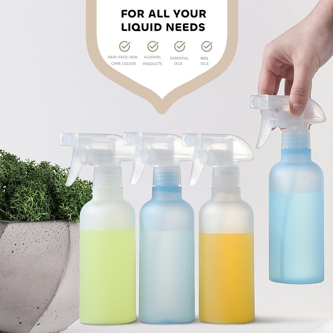 VEXPLO 10 oz Spray Bottles, Mist/Stream Adjustable Small Spray Bottle for Hair Cleaning Plants Pet, BPA-free Plastic Water Empty Squirt Bottle with Measurements, 2 Pack
