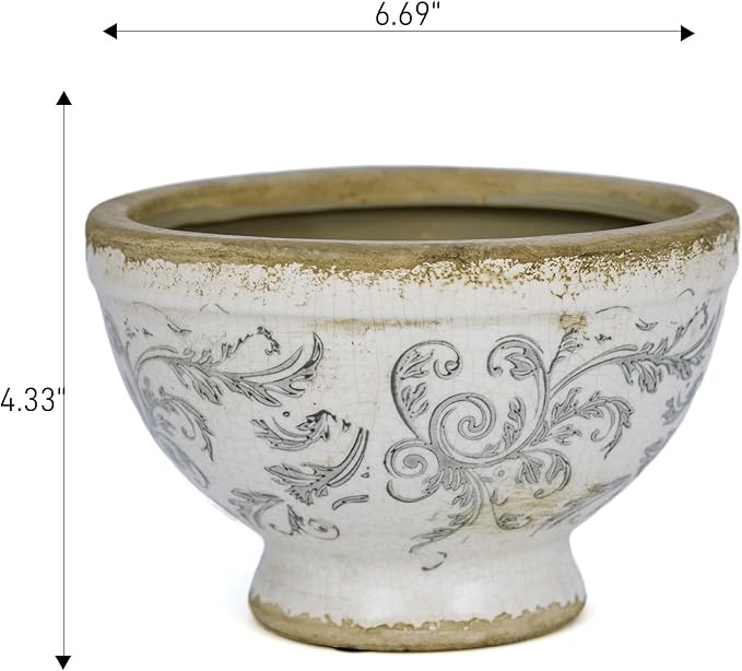 Dosayes Vintage Ice Crackle Grazd Ceramic Flower Pot with Drainage Holes, 4.33 Inch Rustic Planter for Indoor Plants, Outdoor Garden, Farmhouse Gift Tuscan Decor (Gray)