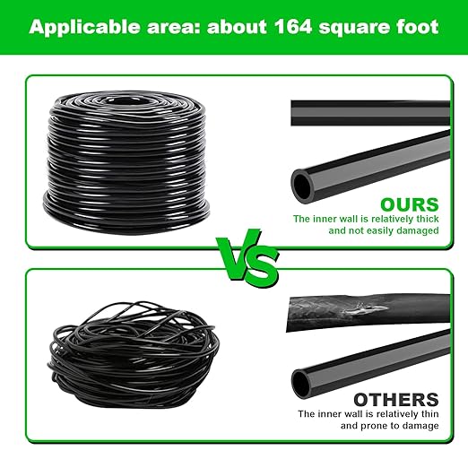 Garden Drip Irrigation Kit,164FT Greenhouse Micro Automatic Drip Irrigation System Kit with 1/4 inch Blank Distribution Tubing Hose Adjustable Patio Misting Nozzle Emitters Sprinkler