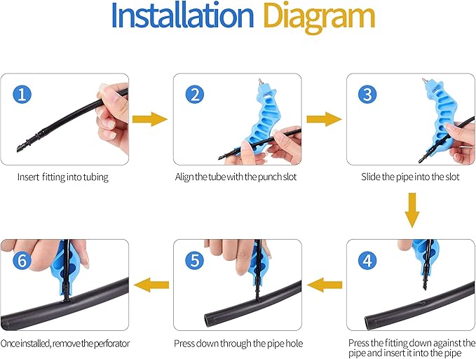 2-in-One Drip Irrigation Tubing Hole Punch Fitting Insertion Tools Drip Tube Hole Punch for Easier 1/4" Inch Fitting & Emitter Insertion (Punch & Fitting Insertion Tool)