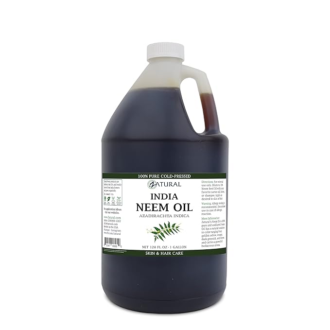 Zatural 100% Pure Neem Seed Oil | Cold Pressed, Undiluted Natural Oil for Skin Conditioning, Hair Moisture & Botanical Blending (128 Fl Oz)