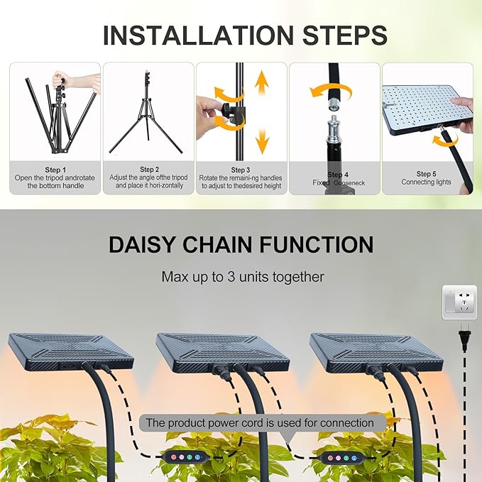 FECiDA Smart Control 25 Watt LED Grow Light with Stand, 4/8/12/16/20H Timer, Bright Enough Like A Small Sun Grow Lights for Indoor Plants, Bonsai Tree, 24"-64" Height Adjustable
