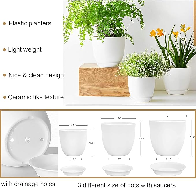 Bouqlife Macrame Plant Hangers with Pots and Saucers, 3 Pack Hanging Planters for Indoor Plants Hanging Plant Holders with Hooks 34" / 26" / 20"