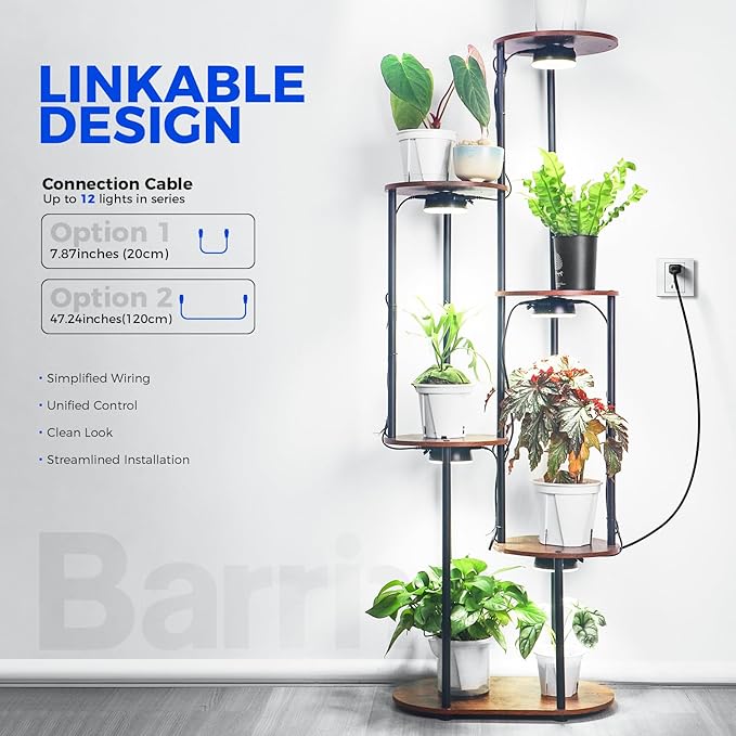 Barrina Orbgrow OG09 Puck LED Grow Light, 5000K 36W(4 x 9W, 540 Watt Equiv), Plant Lights for Indoor Plants Full Spectrum, Magnetic & Linkable, Small Grow lamp, Perfect for Plant Shelf, 4 Packs, Black