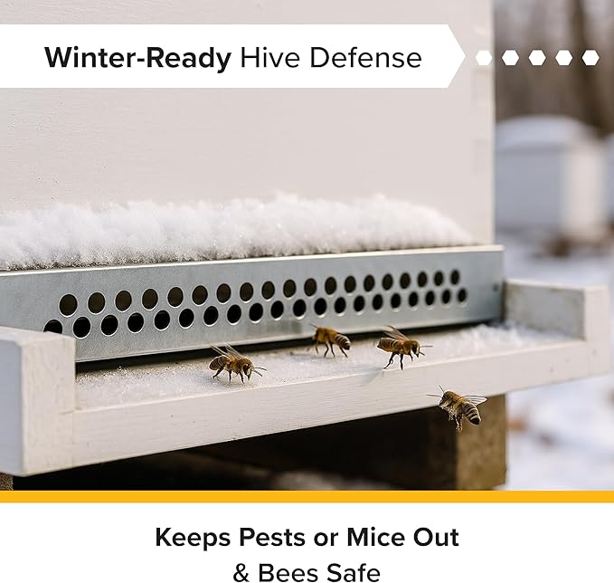Mann Lake 10 Frame Mouse Guard, Durable Stainless Steel Beehive Entrance Shield with Holes, Mouse Control Tool for Winter Hive Protection, Bee-Safe Closure Cover for Pest Blocking