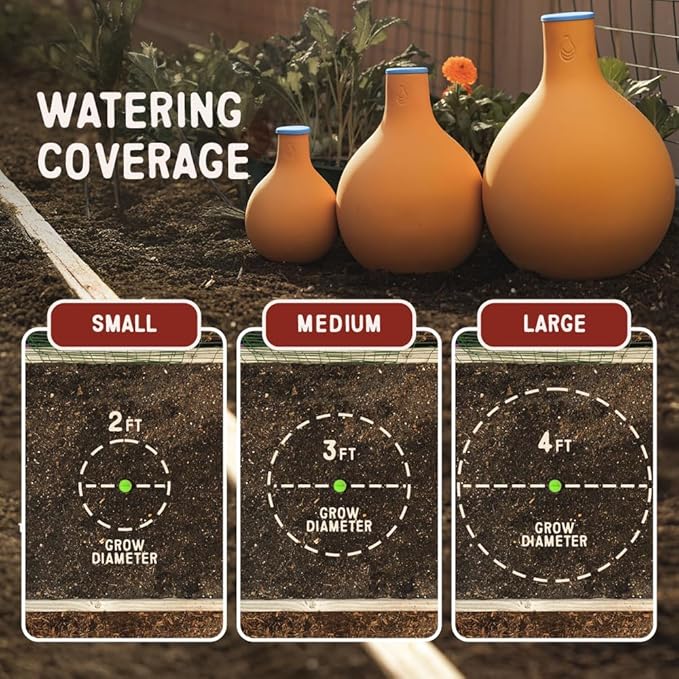 Growoya Garden OYA Medium Watering Pot Plant Irrigation System Sustainable Traditional Olla Watering Smart Underground Watering Available for Garden Beds Raised Beds and Grow Bags