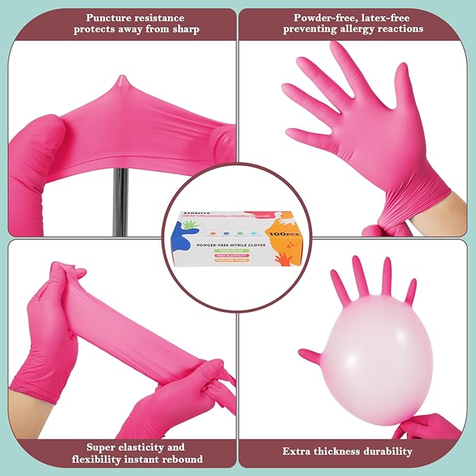 Kids Disposable Nitrile Gloves for 4-10 Years, Suitable for Cooking, Gardening, Painting, Powder and Latex Free-100 PCS