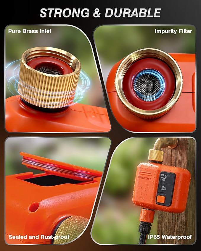 WiFi Water Timer for Garden Hose, Smart Sprinkler Timer with 984ft Long Range, Strong Wall Penetration, APP & Remote Control, Voice Control, Rain Delay, Manual Mode, Watering System for Yard & Lawn
