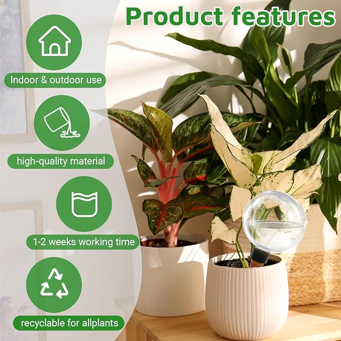 4pcs Self Plant Watering Globes for Indoor and Outdoor Plants Plastic Automatic Plant Watering Bulbs Insert 17.5 oz with Slow Release Control Water Dripper for Plants (Clear)