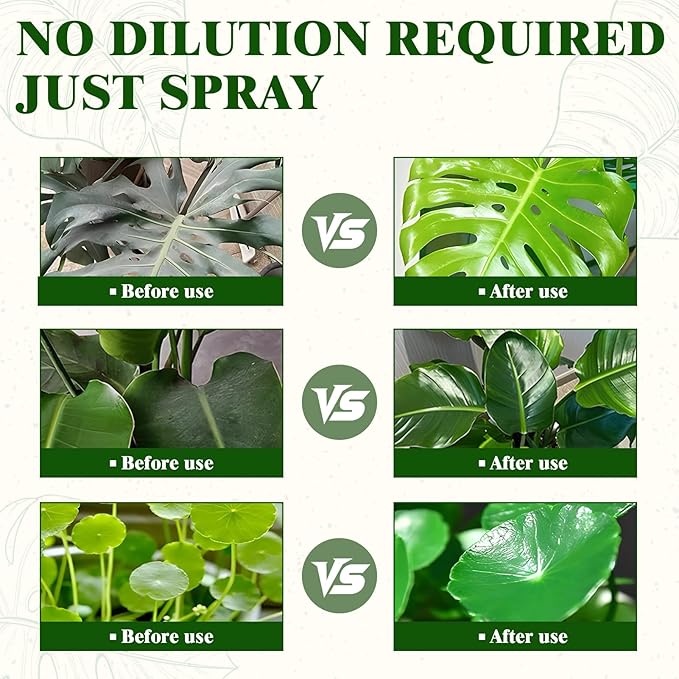 JAOJAO Leaf Shine Spray for Indoor Plants, Plant Shine Spray For Real Plants Leaf Shine Cleaner and Gloss Better Photosynthesis Restores shine for Indoor and Outdoor, 300ml