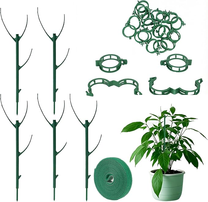 5pack Adjustable Plant Support Pole–Stackable Indoor/Outdoor Support Pole with Clamps,Suitable for Monstera Pothos Philodendron Climbing Plants,Garden Accessories, Perfect Replacement for Plant Stakes