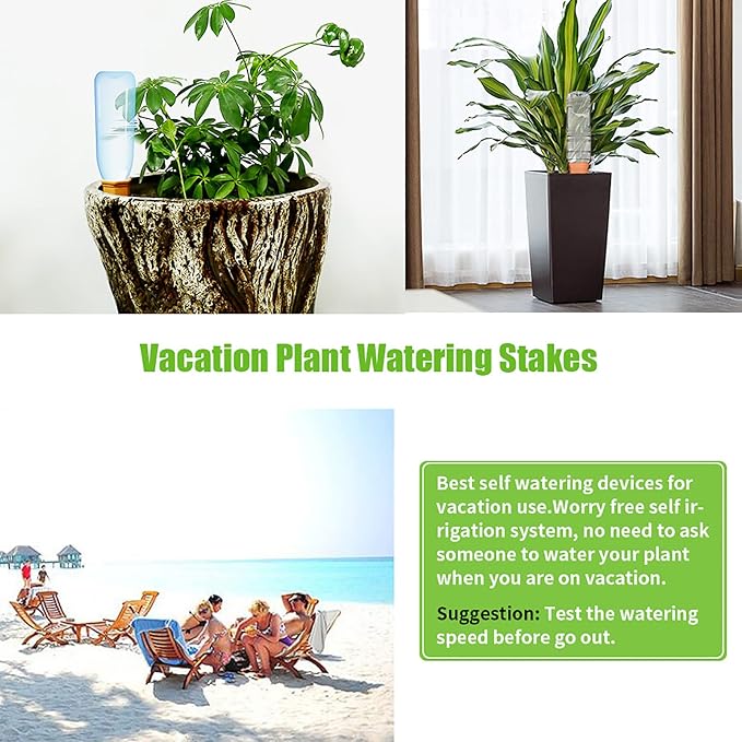 Terracotta Watering Spikes, Set of 6 Pack Plant Watering Devices, Self Terra Cotta Watering Spikes Stakes for Indoor and Outdoor, Automatic Plant Waterer System for Vacation Potted Plants