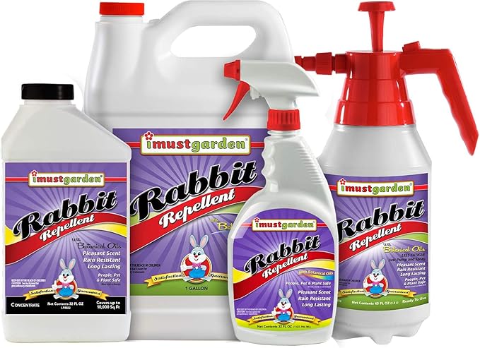 I Must Garden Rabbit Repellent: Mint Scent Rabbit Spray for Plants & Lawns – 1 Gallon Ready to Use Refill