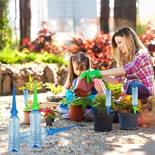 Self Watering Spikes 24 Pcs for Indoor/Outdoor Plants,Self Watering Planter Insert with Adjustable Drip Valve,Auto Vacation Plant Watering Devices,Plants Water System,Self-Watering Stakes (GB24Pcs)