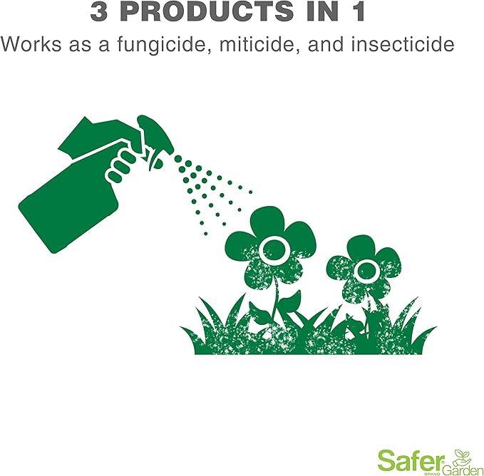 Safer Garden Neem Oil Fungicide, Miticide, and Insecticide Neem Oil Spray - Kills Insects, Mites, Fungus - Controls & Prevents Fungal Disease - OMRI Listed for Organic Use, SG5180-24 oz Bottle