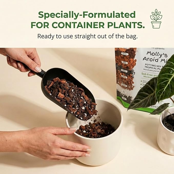 Molly's Aroid Mix - Premium Soilless Potting Mix for Houseplants - Fast Draining, Chunky & Easier to Water vs. Soil for Indoor Plants - with Bark, Coco Chips, Worm Castings, Mycorrhizae 3 Dry Quarts